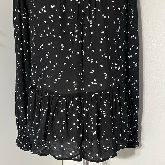 Maeve X Anthropologie Women Black‎ White Polka Dot Cheyenne Peplum Blouse Size M - Picture 10 of 12